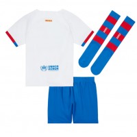 Koszulka piłkarska Barcelona Strój wyjazdowy dla dzieci 2023-24 tanio Krótki Rękaw (+ Krótkie spodenki)